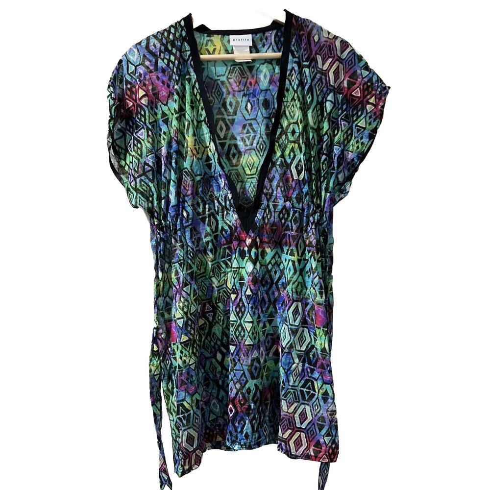 Profile Woman cover up Multicolor Swim Cover Up Dress Size M A003501
